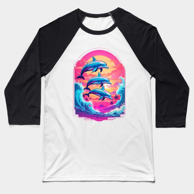 Dolphins Baseball T-Shirt by Buff Geeks Art